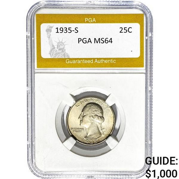 1935-S Washington Quarter PGA MS64