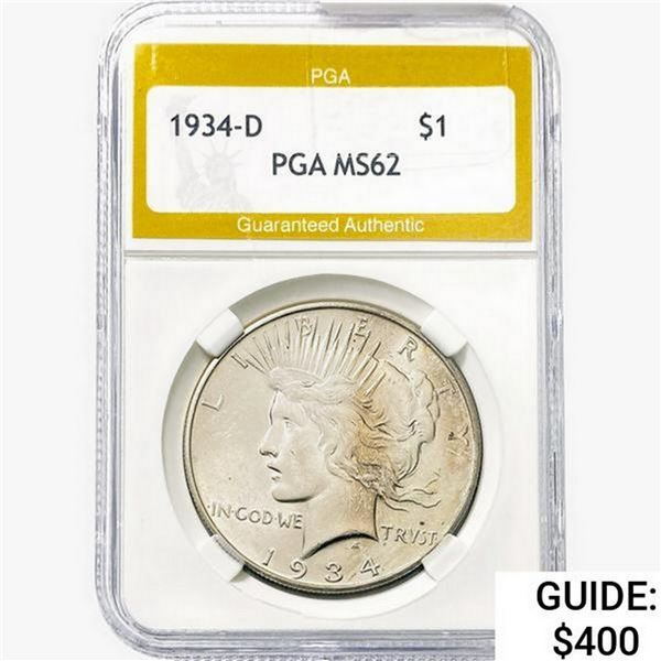 1934-D Silver Peace Dollar PGA MS62