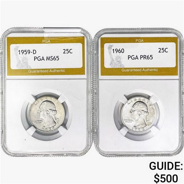 [2]1959-1960 Washington Silver Quarter PGA MS/PR65