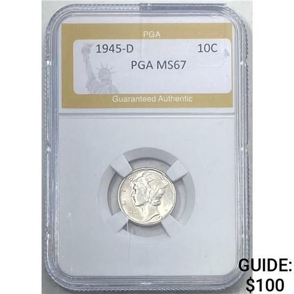 1945-D Mercury Dime PGA MS67