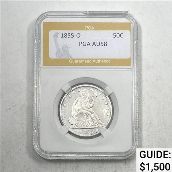 1855-O 50C PGA AU58