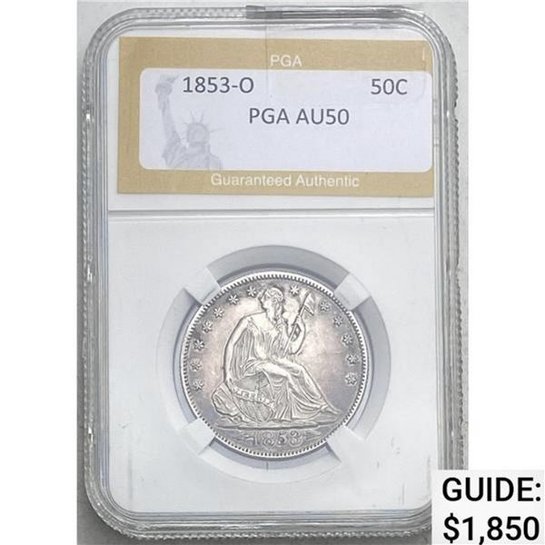 1853-O Seated Liberty Half Dollar PGA AU50
