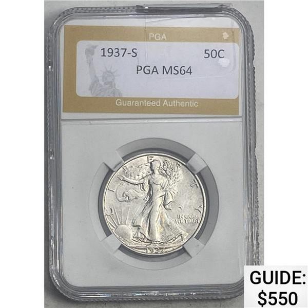 1937-S Walking Liberty Half Dollar PGA MS64