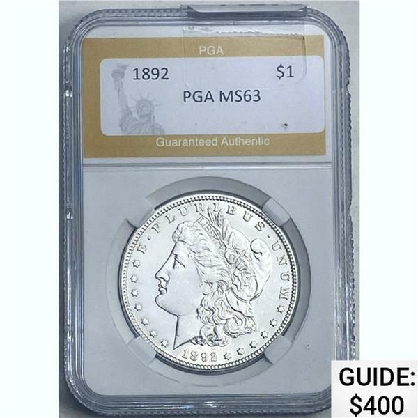 1892 Morgan Dollar PGA MS63 SILVER