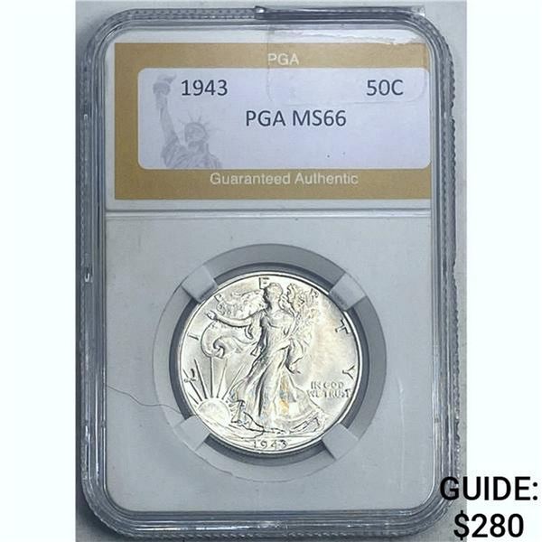 1943 Walking Liberty Half Dollar PGA MS66 SILVER