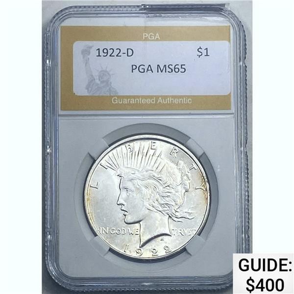 1922-D Peace Dollar PGA MS65 SILVER
