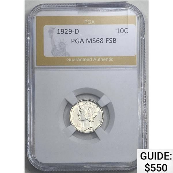 1929-D Mercury Dime PGA MS68 FSB