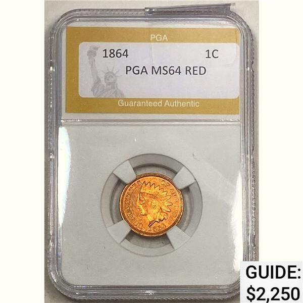 1864 1C Indian Head PGA MS64 RED