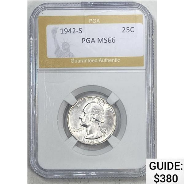 1942-S Washington Quarter PGA MS66