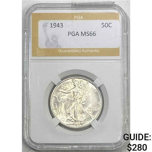 1943 Walking Liberty Half Dollar PGA MS66