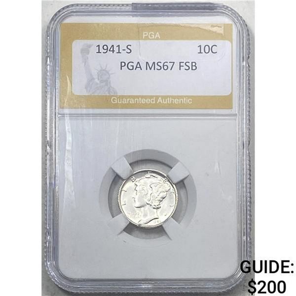 1941-S Mercury Dime PGA MS67 FSB