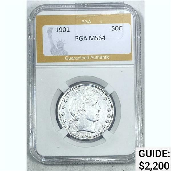1901 Barber Half Dollar PGA MS64 SILVER