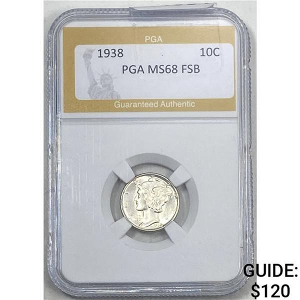 1938 Mercury Dime PGA MS68 FSB