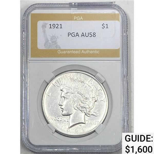 1921 Peace Dollar PGA AU58