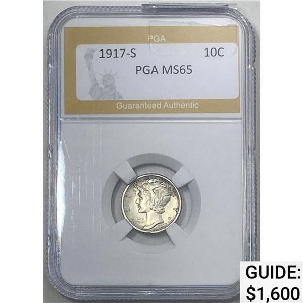 1917-S Mercury Dime PGA MS65