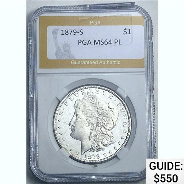1879-S Morgan Dollar PGA MS64 PL SILVER