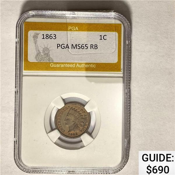 1863 1C Indian Head PGA MS65 RB