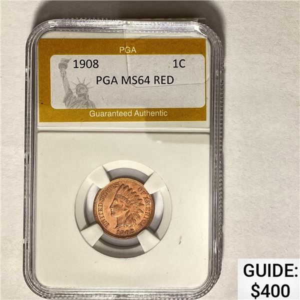 1908 1C Indian Head PGA MS64 RED
