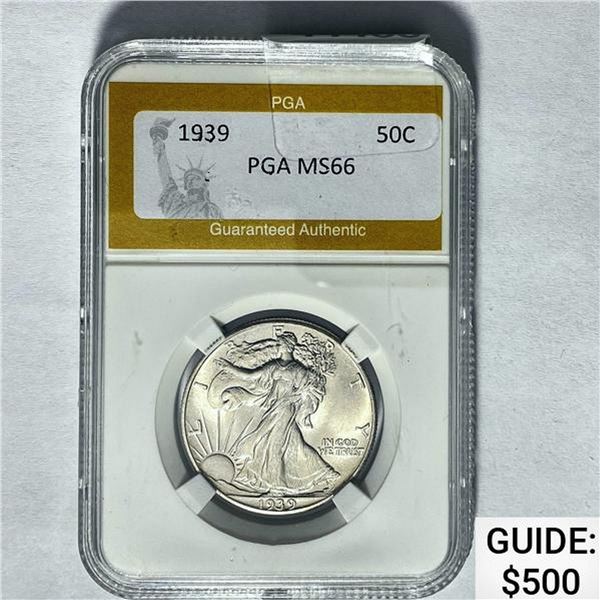 1939 50C Walking Liberty Half Dollar PGA MS66