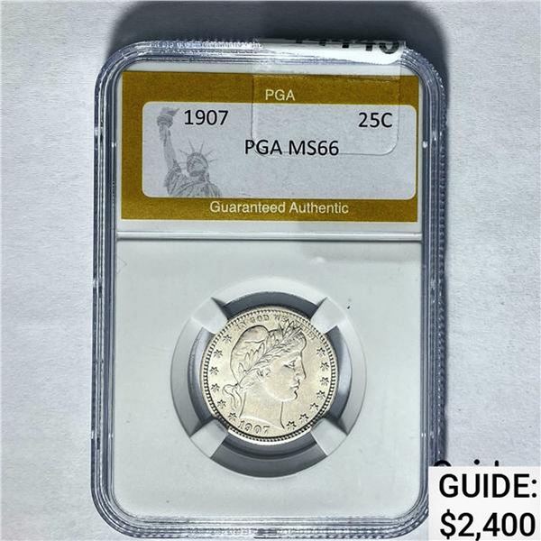 1907 25C Barber Quarter PGA MS66