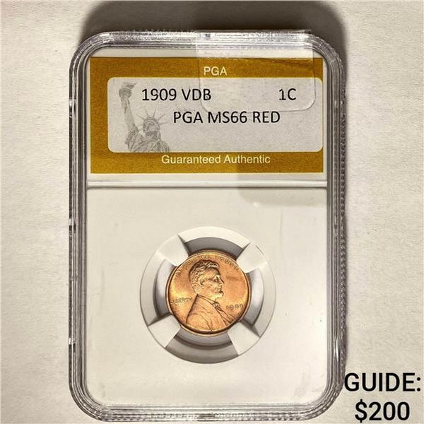 1909 VDB Lincoln Cent PGA MS66 RED