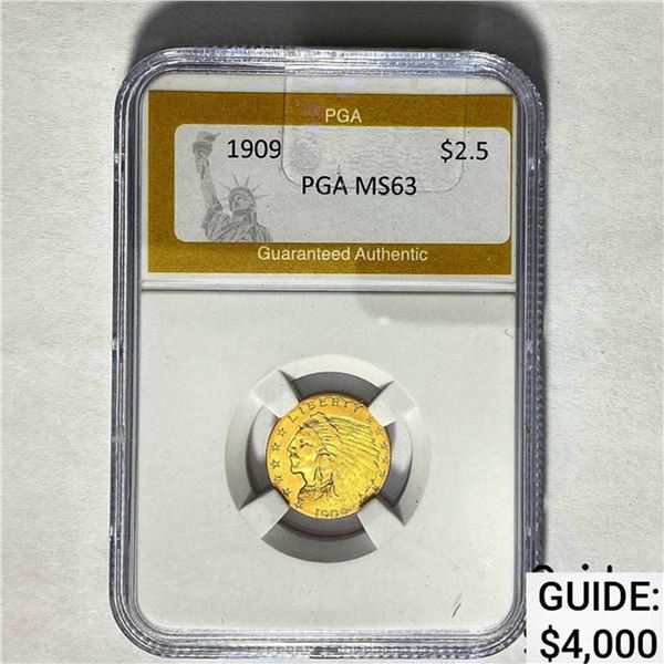 1909 $2.5 Gold Indian PGA MS63