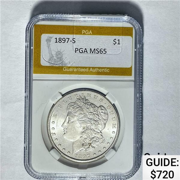 1897-S Morgan Dollar PGA MS65 SILVER