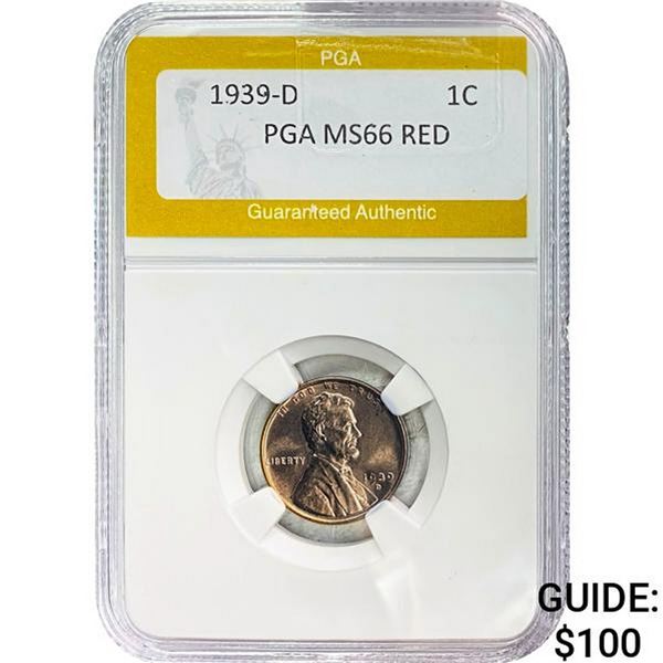 1939-D Lincoln Cent PGA MS66 RED