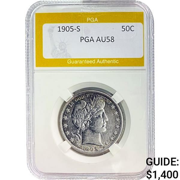 1905-S Barber Half Dollar PGA AU58