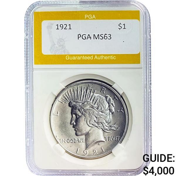 1921 Peace Dollar PGA MS63