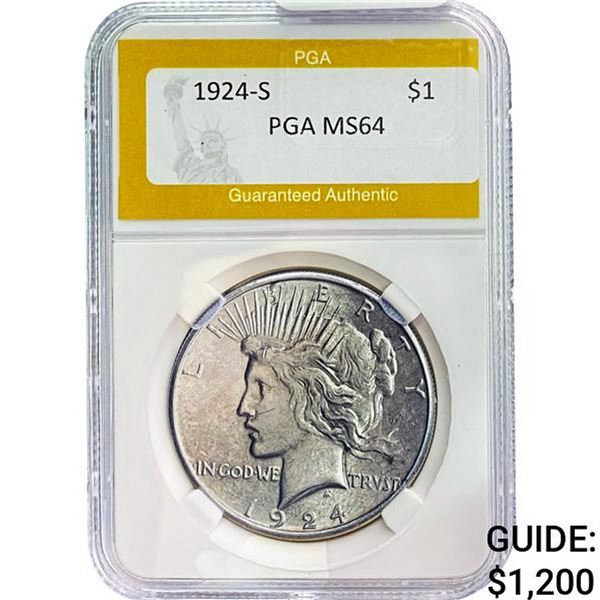 1924-S Peace Dollar PGA MS64