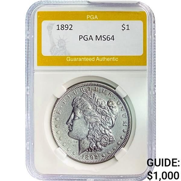 1892 Morgan Silver Dollar PGA MS64