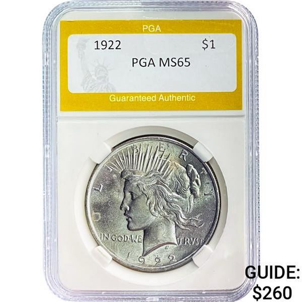 1922 $1 Peace Dollar PGA MS65