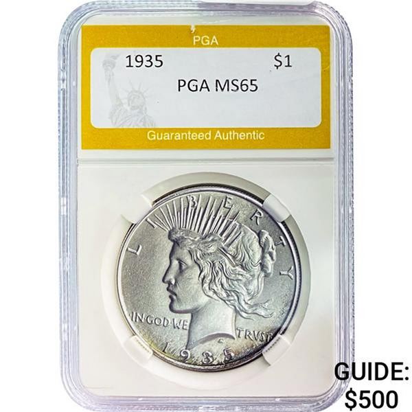 1935 Peace Dollar PGA MS65
