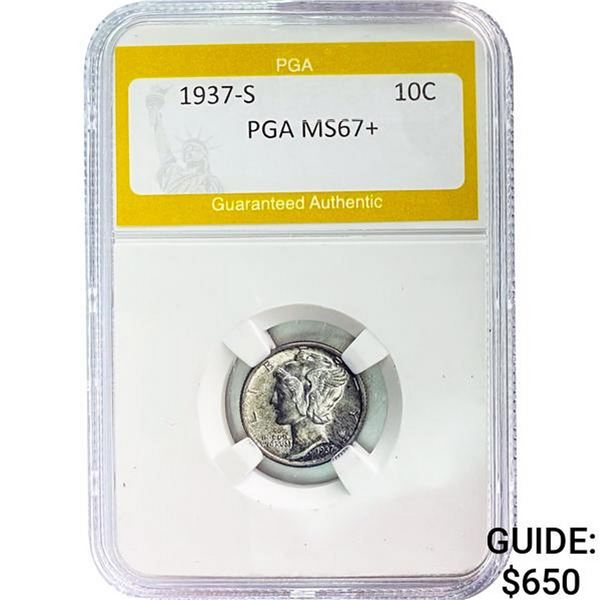 1937-S Mercury Dime PGA MS67+