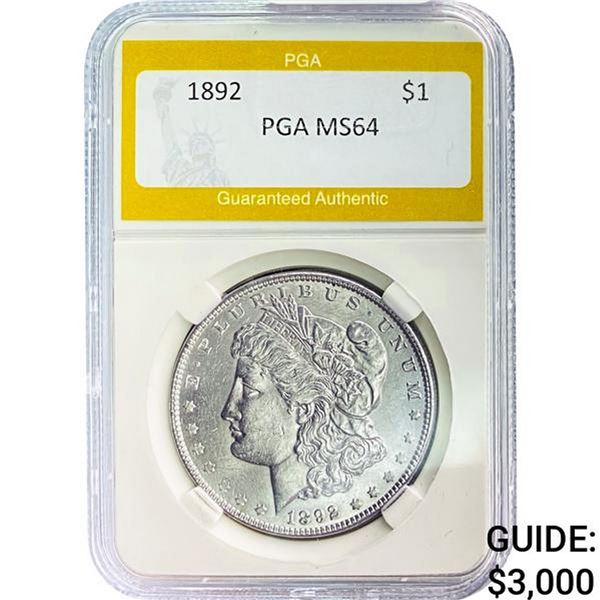 1892 Morgan Silver Dollar PGA MS64