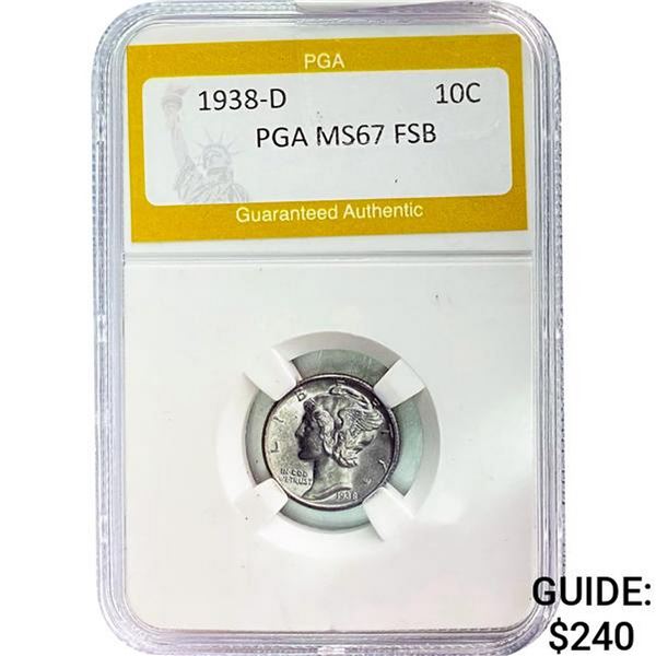 1938-D Mercury Dime PGA MS67 FSB
