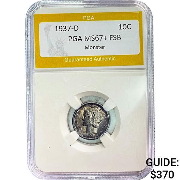 1937-D Mercury Dime PGA MS67+ FSB