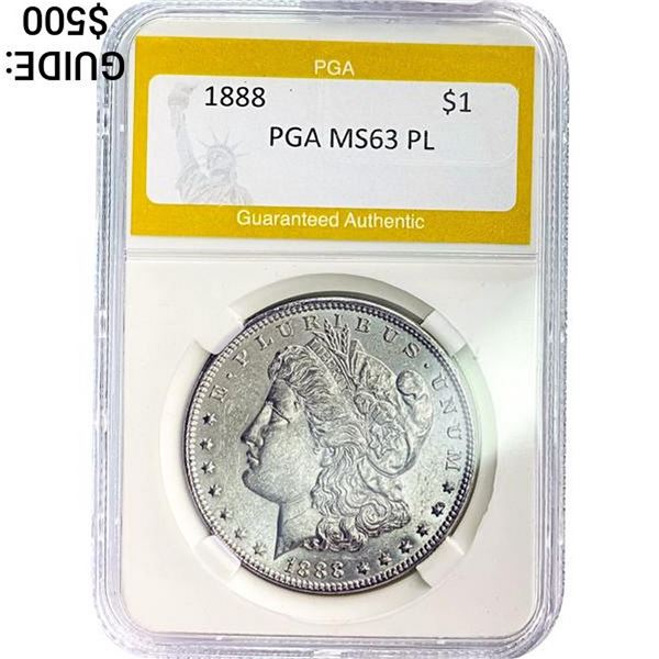 1888 Morgan Silver Dollar PCGS MS63 PL