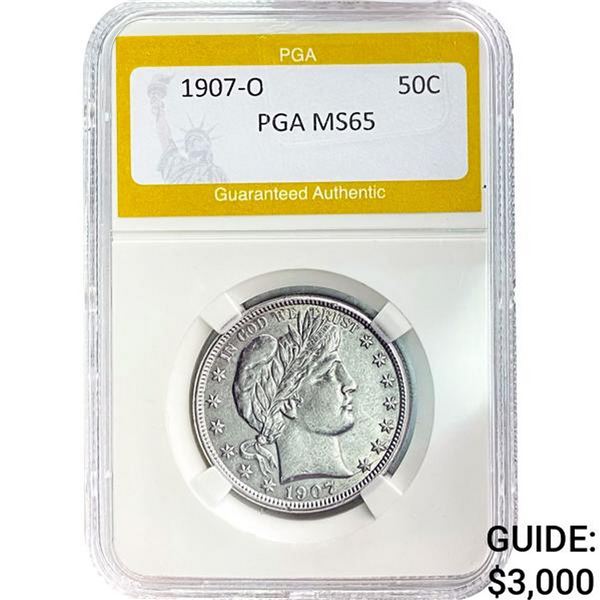 1907-O Barber Half Dollar PGA MS65