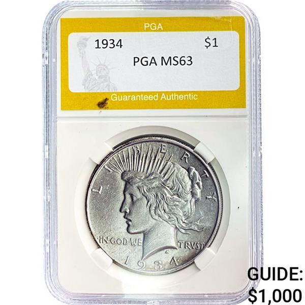 1934 Peace Dollar PGA MS63