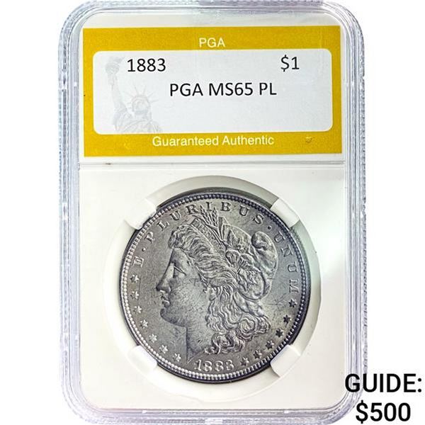 1883 Morgan Silver Dollar PGA MS65 PL