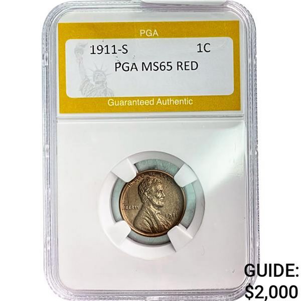 1911-S Lincoln Cent PGA MS65 RED