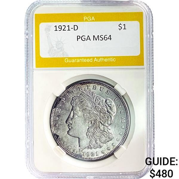 1921-D Morgan Silver Dollar PGA MS64