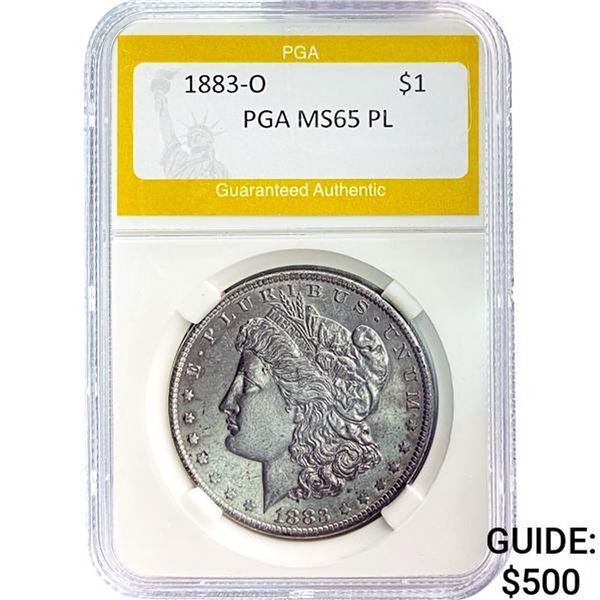 1883-O Morgan Silver Dollar PGA MS65 PL