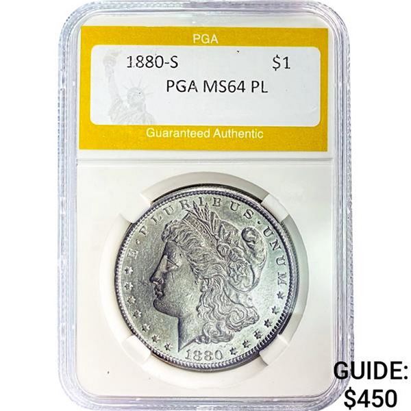 1880-S Morgan Silver Dollar PGA MS64 PL
