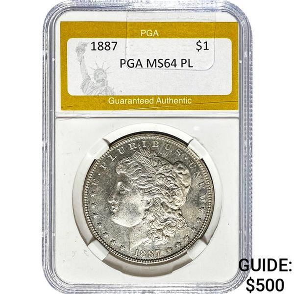 1887 Morgan Silver Dollar PGA MS64 PL