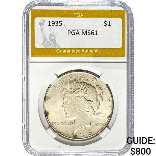 1935 Peace Dollar PGA MS61