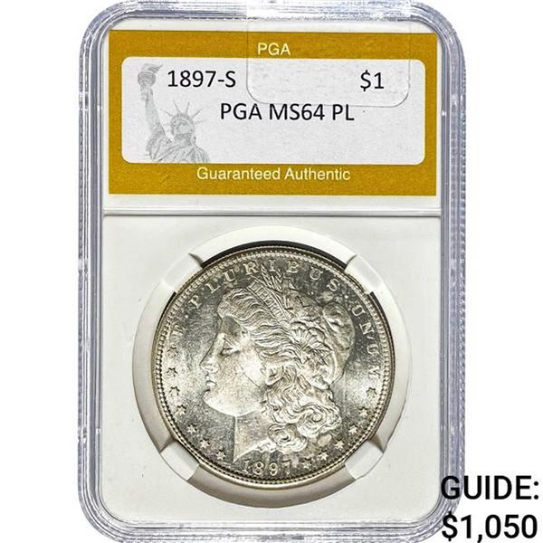 1897-S Morgan Dollar PGA MS64 PL