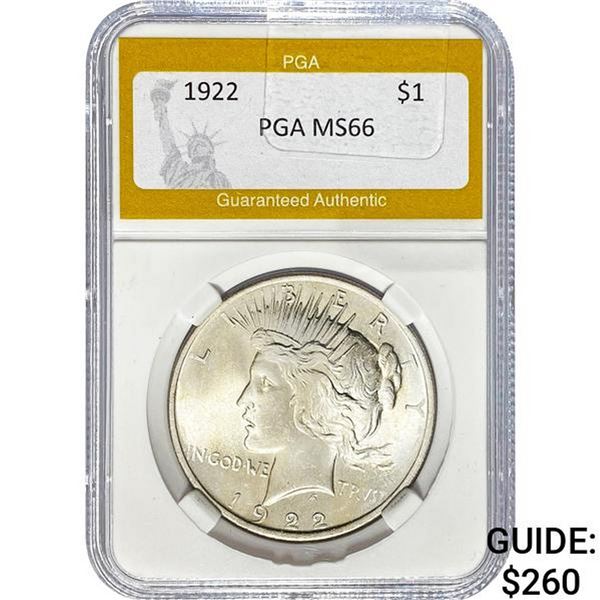 1922 Peace Dollar PGA MS66